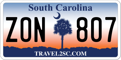 SC license plate ZON807
