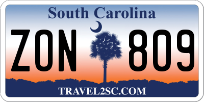 SC license plate ZON809