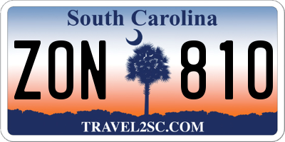 SC license plate ZON810