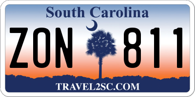 SC license plate ZON811