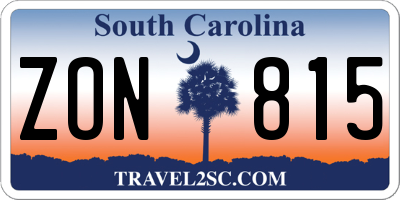 SC license plate ZON815
