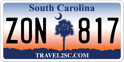 SC license plate ZON817