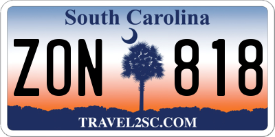 SC license plate ZON818