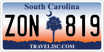 SC license plate ZON819