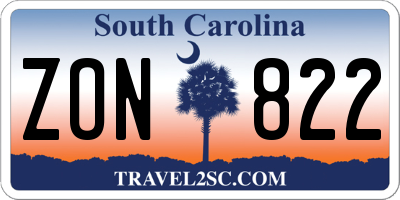SC license plate ZON822
