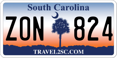 SC license plate ZON824