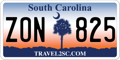SC license plate ZON825