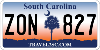 SC license plate ZON827