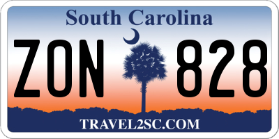 SC license plate ZON828