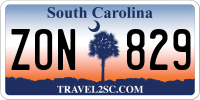 SC license plate ZON829