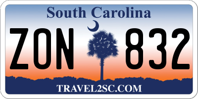 SC license plate ZON832