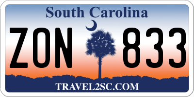 SC license plate ZON833