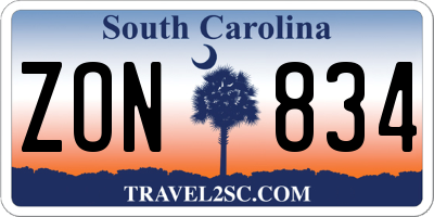 SC license plate ZON834