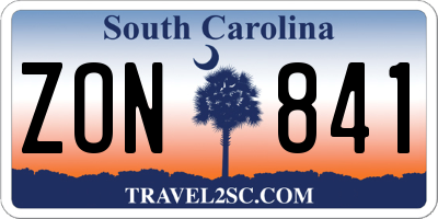 SC license plate ZON841