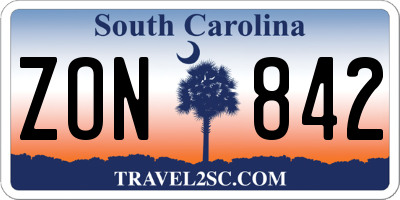 SC license plate ZON842