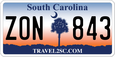 SC license plate ZON843