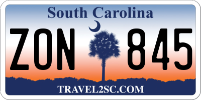 SC license plate ZON845