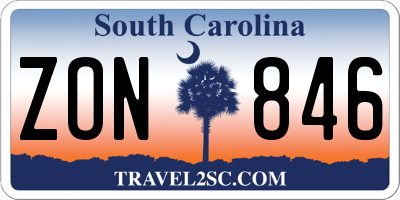 SC license plate ZON846