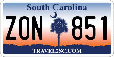 SC license plate ZON851