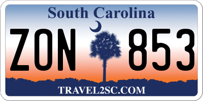 SC license plate ZON853