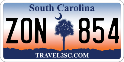 SC license plate ZON854