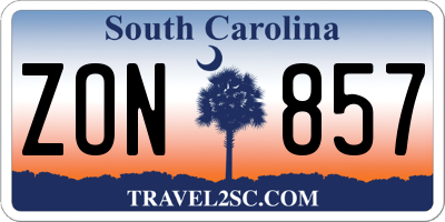 SC license plate ZON857