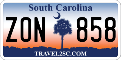 SC license plate ZON858