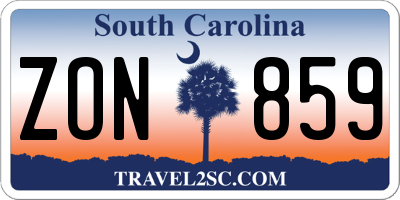 SC license plate ZON859