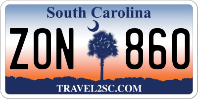 SC license plate ZON860