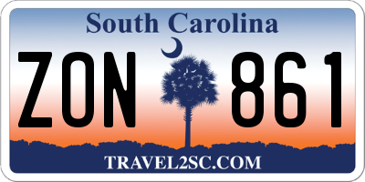 SC license plate ZON861