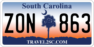 SC license plate ZON863