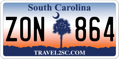 SC license plate ZON864