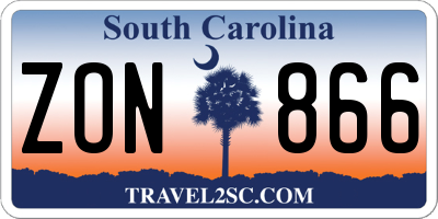 SC license plate ZON866