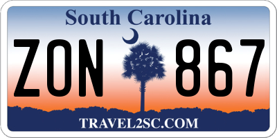 SC license plate ZON867