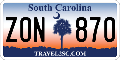 SC license plate ZON870