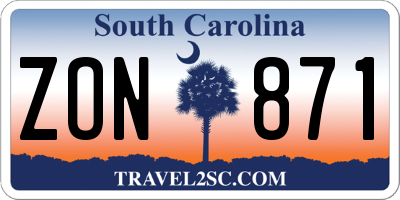 SC license plate ZON871