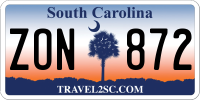 SC license plate ZON872