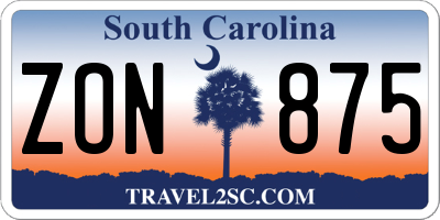SC license plate ZON875