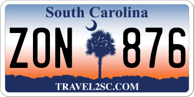 SC license plate ZON876