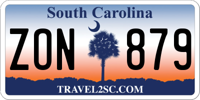 SC license plate ZON879