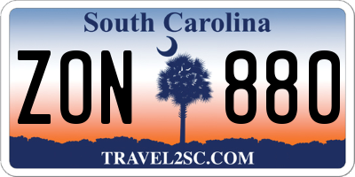 SC license plate ZON880