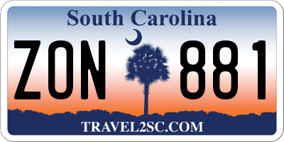 SC license plate ZON881