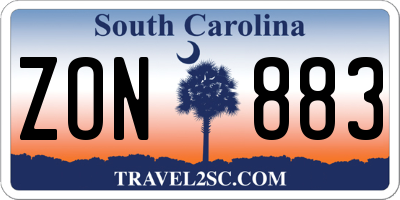 SC license plate ZON883