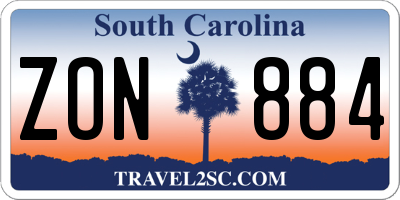 SC license plate ZON884
