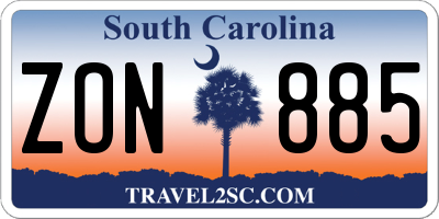 SC license plate ZON885
