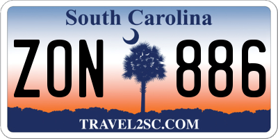 SC license plate ZON886