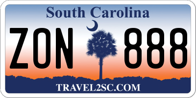 SC license plate ZON888