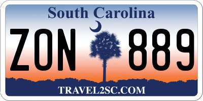 SC license plate ZON889