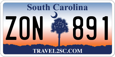 SC license plate ZON891