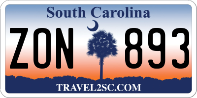 SC license plate ZON893